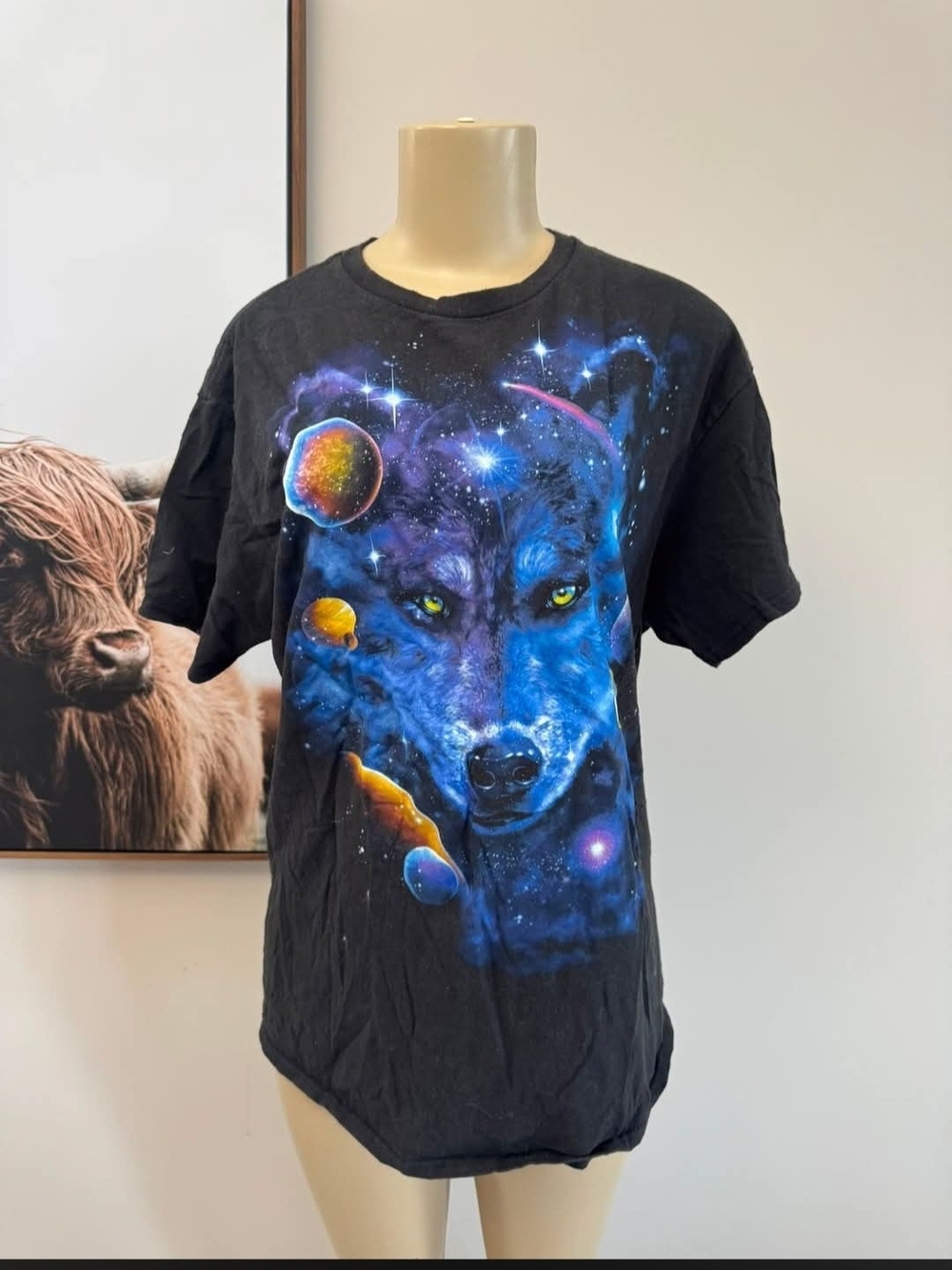 Black Wolf Galaxy Graphic Tee - Men's Short Sleeve